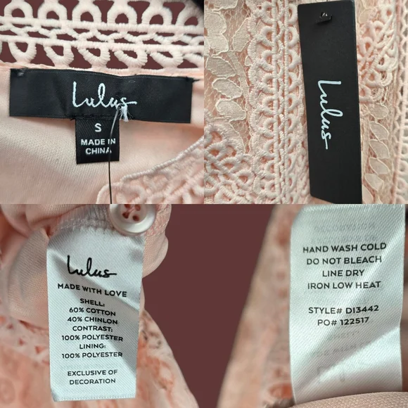 Lulus Womens My Sweetheart Peachy Pink Lace Mini Dress Size S NWT - Picture 6 of 6